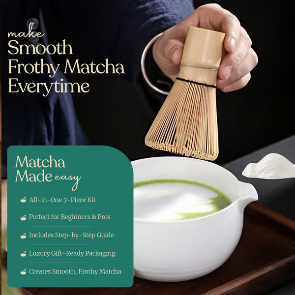 Matcha Whisk Set - Complete 7 Piece Matcha Kit (White)