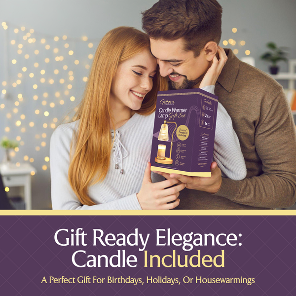 Candle Warmer Lamp Gift Set with Scented Candle – Adjustable Height & 4-Level Dimmer & Timer