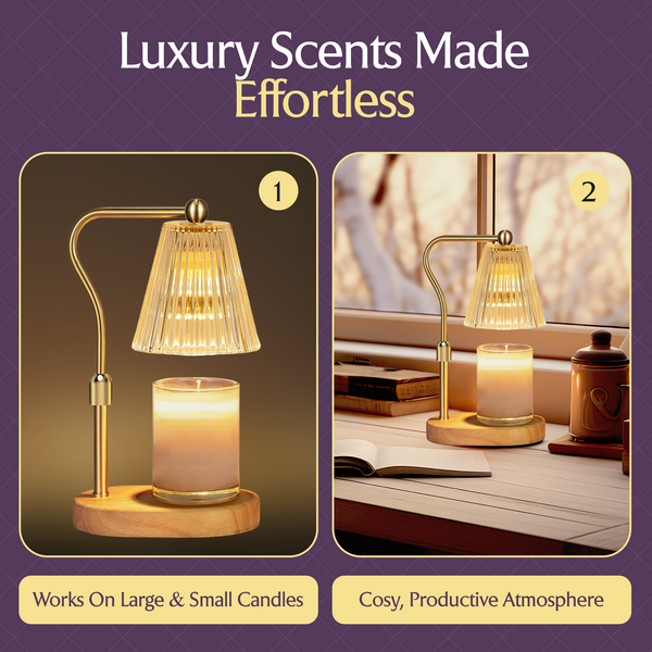 Candle Warmer Lamp Gift Set with Scented Candle – Adjustable Height & 4-Level Dimmer & Timer